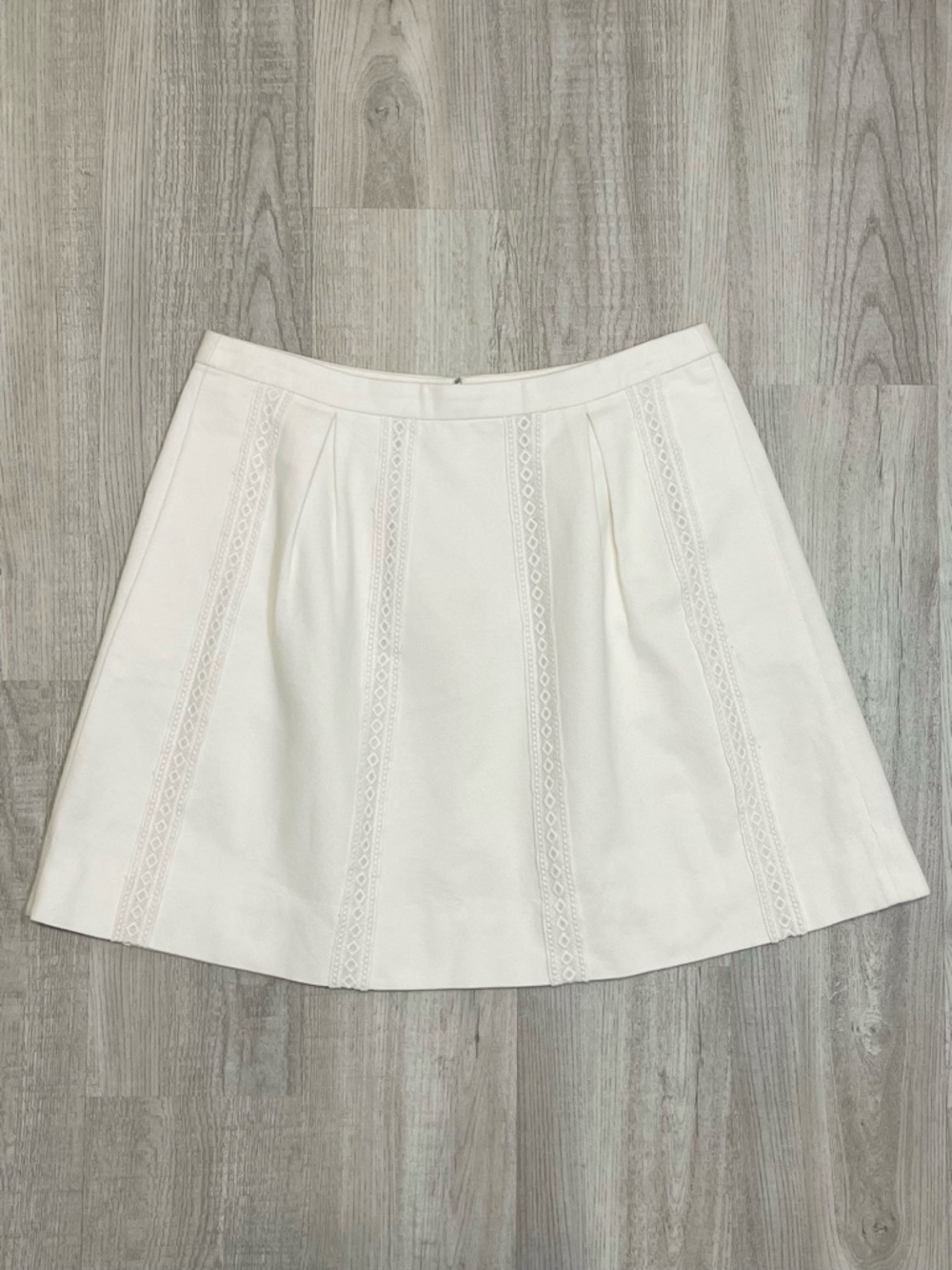 J. Crew White A Line Lace Stripe Panel Skirt Women's Size 6